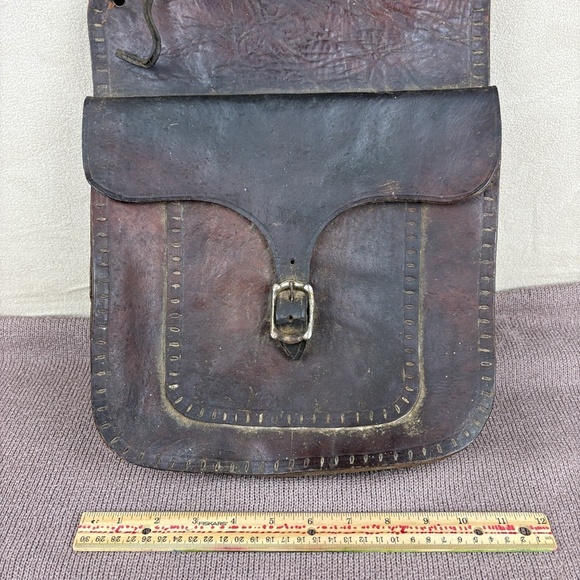 Antique 1900 - 1915 Navajo Native Western‎ Leather Saddle Bags Handmade - Picture 10 of 11